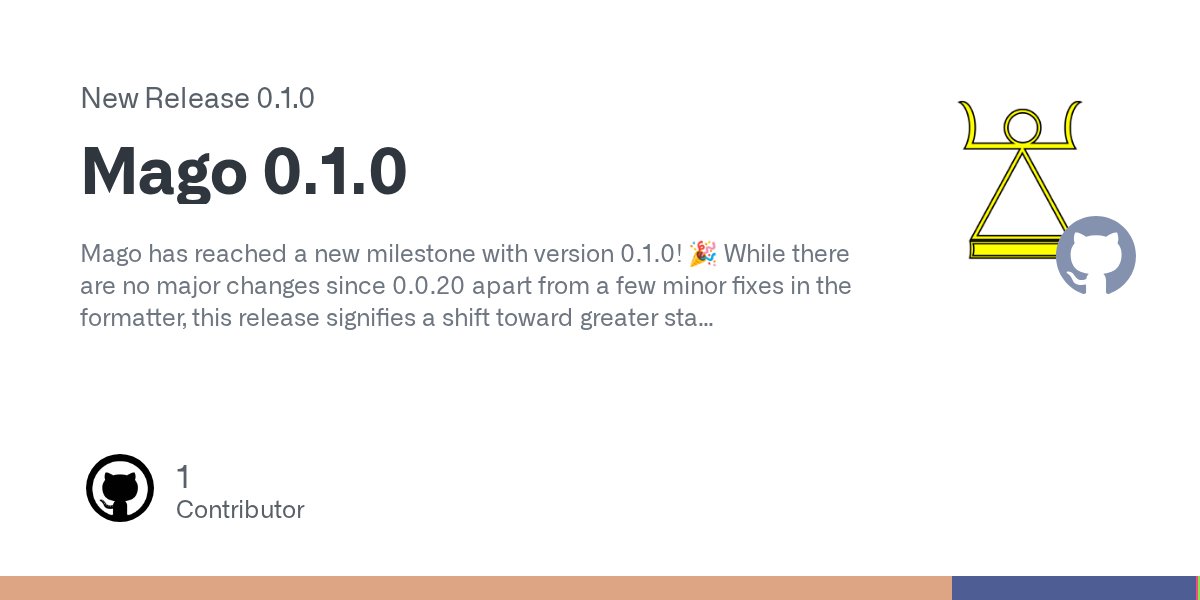 mangledObject's tweet card. Mago has reached a new milestone with version 0.1.0! 🎉 While there are no major changes since 0.0.20 apart from a few minor fixes in the formatter, this release signifies a shift toward greater...