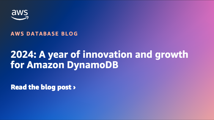 dynamodb's tweet card. 2024 marked a significant year for Amazon DynamoDB, with advancements in security, performance, cost-effectiveness, and integration capabilities. This year-in-review post highlights key developments...