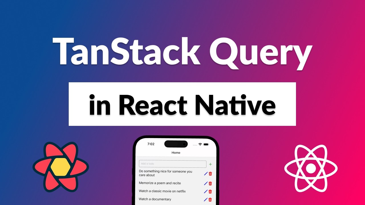 itzpradip's tweet card. TanStack Query in React Native for Beginners | React Query v5