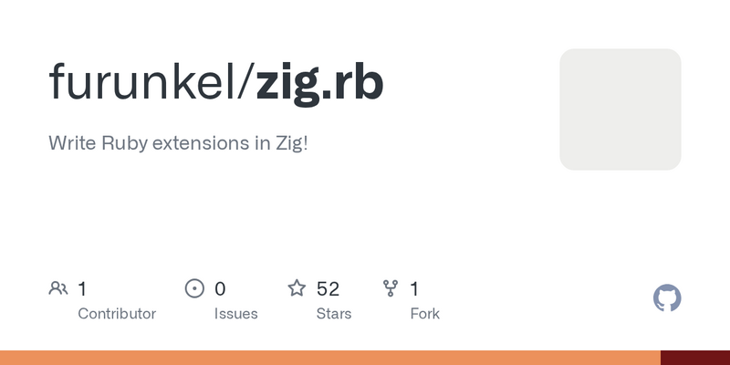 RubyOnRailsBa's tweet card. zig.rb provides a high-level API for creating Ruby extensions in Zig with compile-time type safety, automatic memory management, and idiomatic Z...