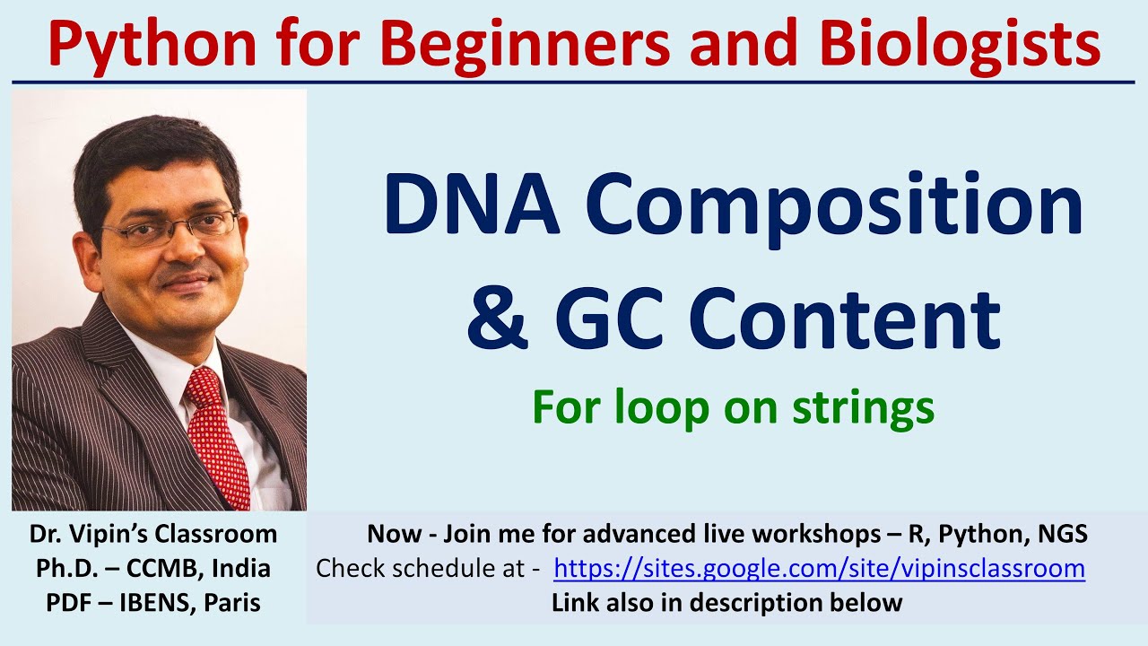 dr_vipin_singh's tweet card. Python - DNA composition | Counting ATGC I GC content | Python 5