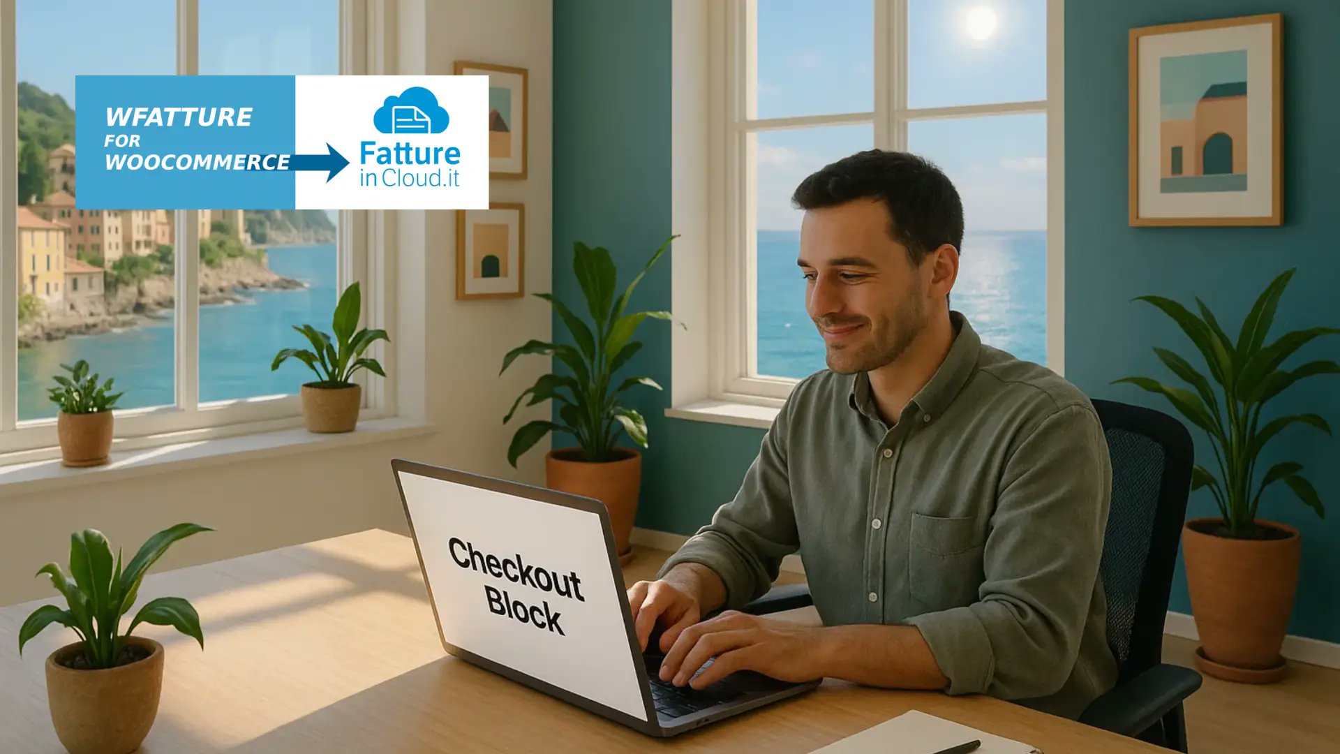 WooFatture's tweet card. WFatture Checkout Block integra i campi fiscali italiani (CF, P.IVA, SDI, PEC) nel nuovo checkout a blocchi di WooCommerce. Conformità garantita.