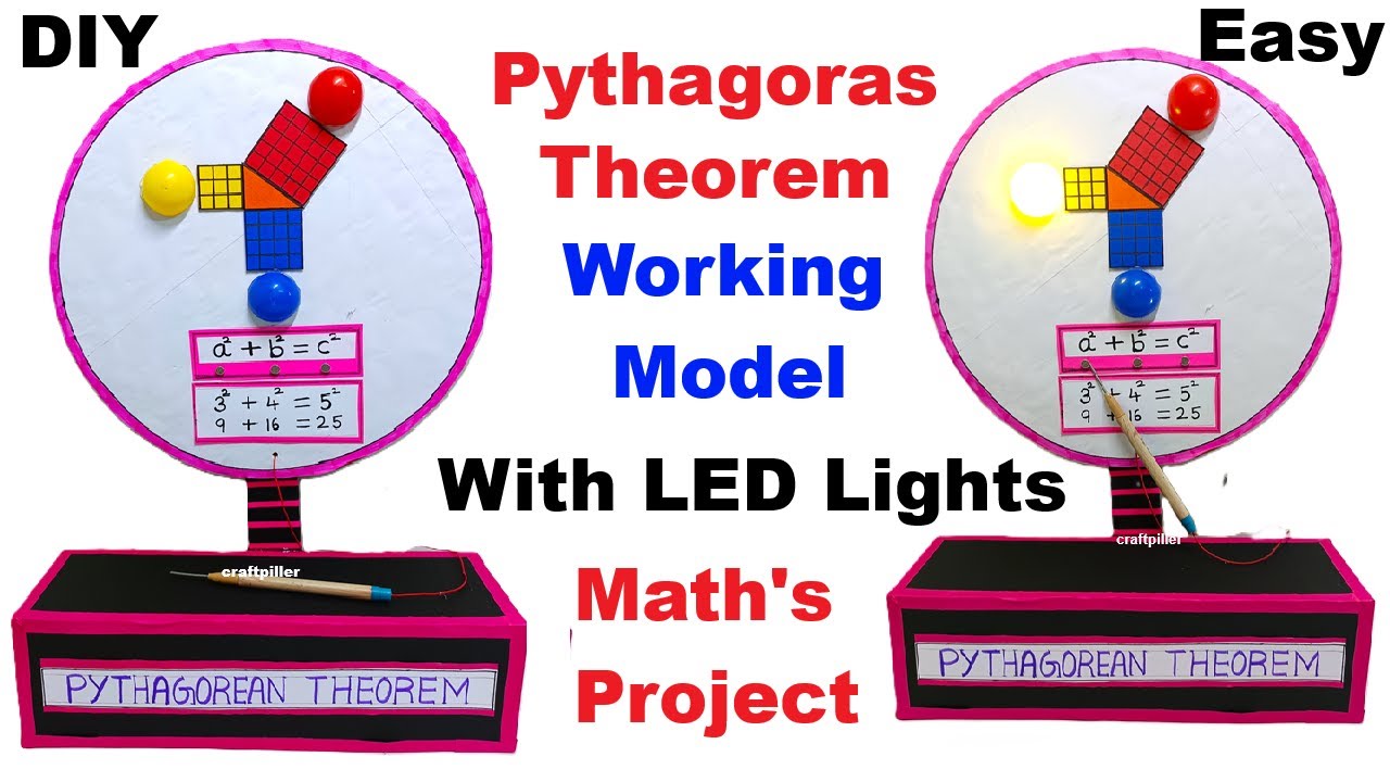 howtofunda's tweet card. pythagoras theorem working model maths project using led lights -...