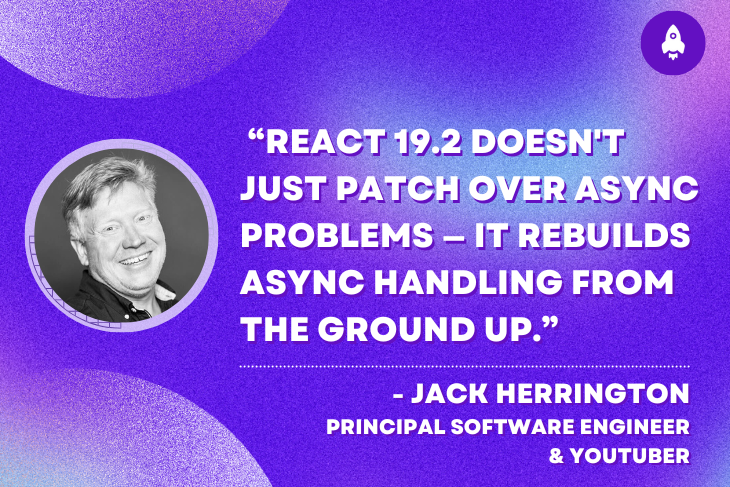 ReactNorway's tweet card. Jack Herrington writes about how React 19.2 rebuilds async handling from the ground up with use(), , useTransition(), and View Transitions.