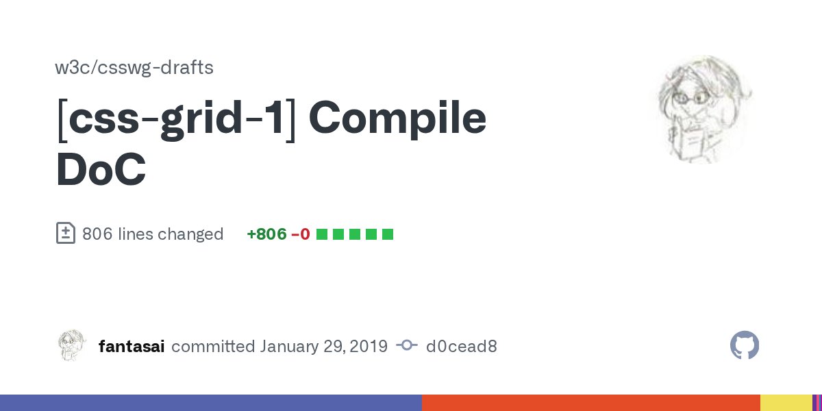 CSScommits's tweet card. [css-grid-1] Compile DoC · w3c/csswg-drafts@d0cead8