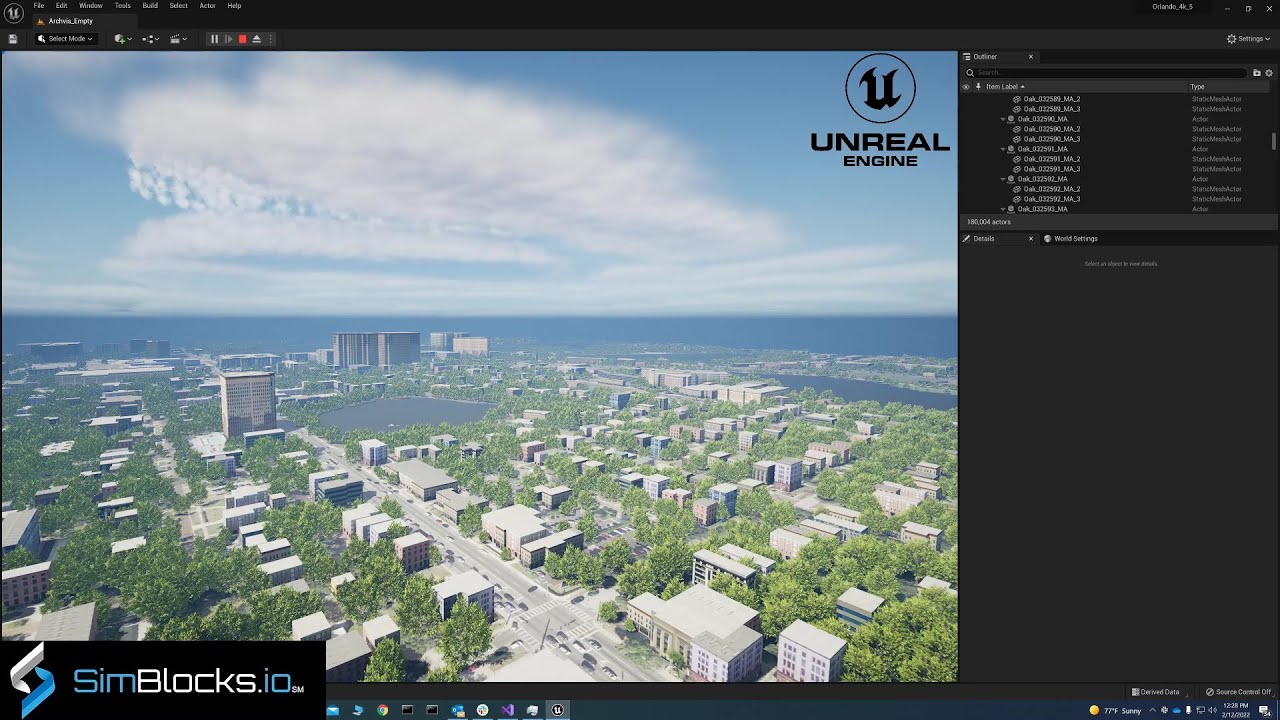 SimBlocks's tweet card. Orlando in UE5