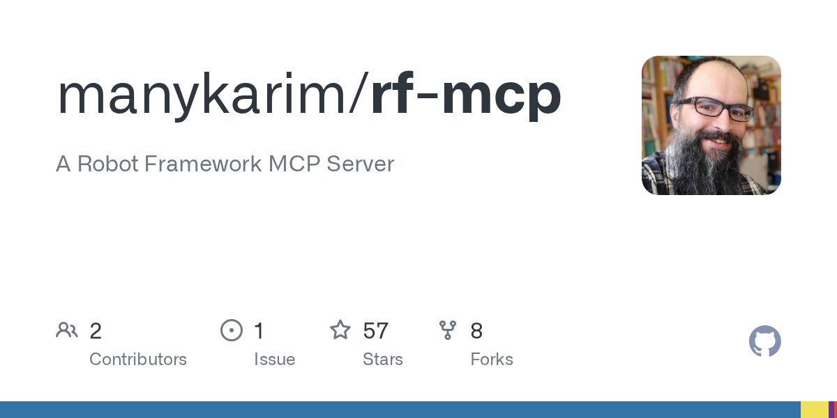 robotframework's tweet card. A Robot Framework MCP Server . Contribute to manykarim/rf-mcp development by creating an account on GitHub.