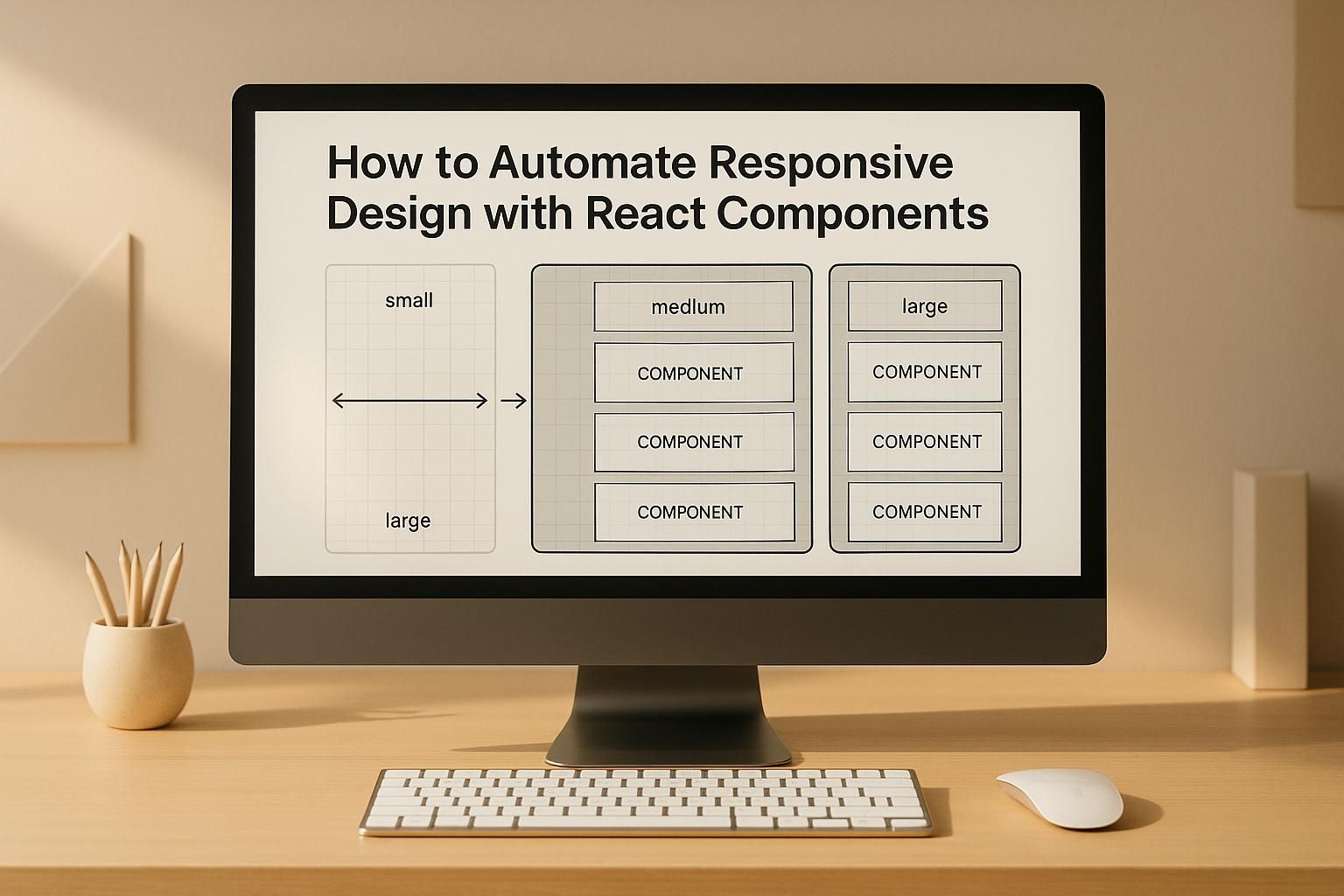 techdew's tweet card. Centralize breakpoints, use hooks and CSS-in-JS, and build reusable React components to automate responsive layouts and simplify cross-device testing.