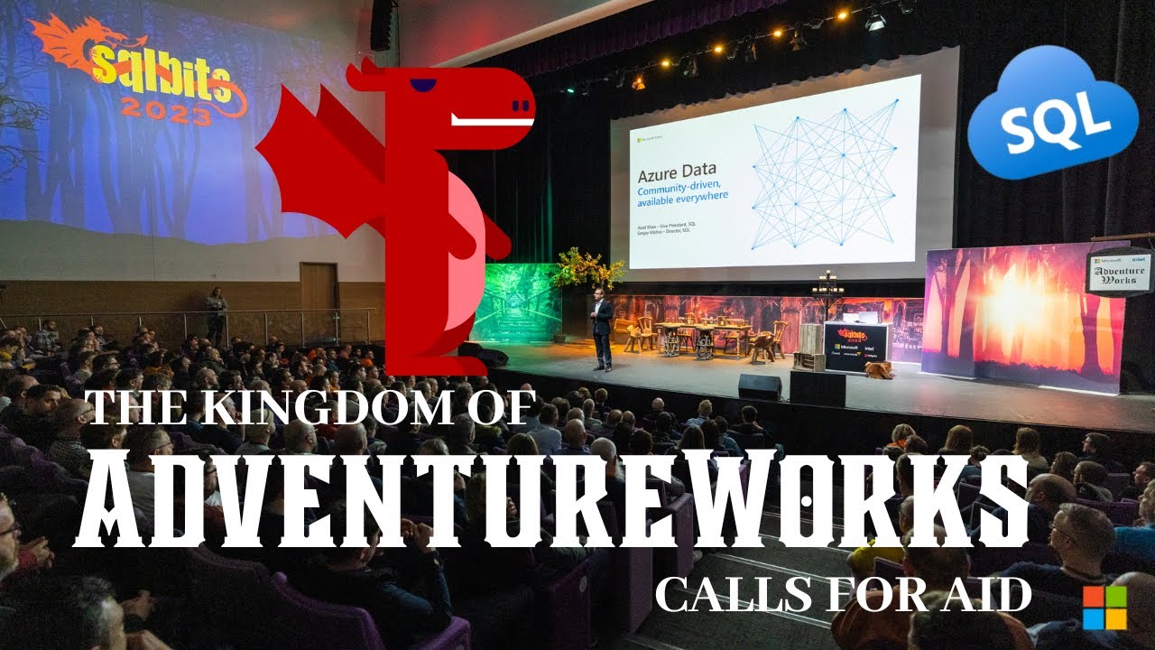 SQLBits's tweet card. The Kingdom of AdventureWorks Calls for Aid