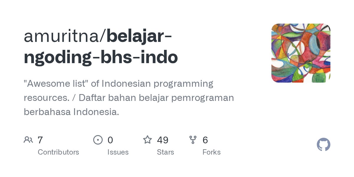 dagoobet's tweet card. "Awesome list" of Indonesian programming resources. / Daftar bahan belajar pemrograman berbahasa Indonesia. - amuritna/belajar-ngoding-bhs-indo