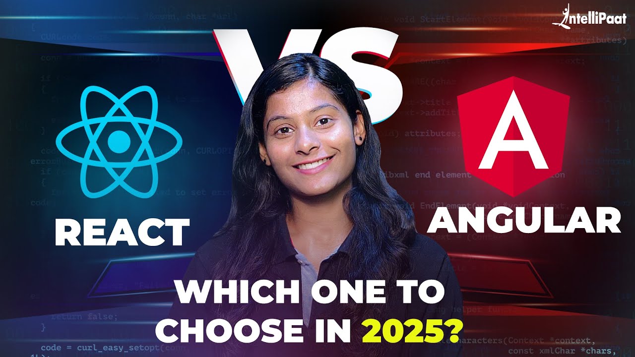 Intellipaat's tweet card. React Vs Angular: Which One to Learn in 2025 | React Vs Angular...