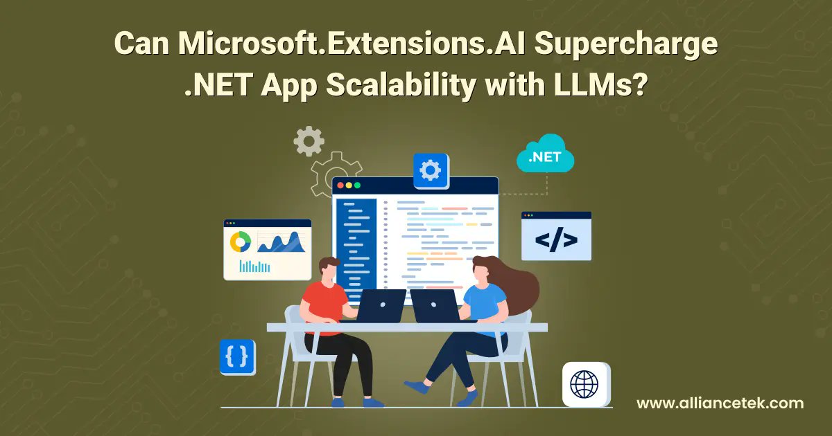 AllianceTekInc's tweet card. Curious about .NET scalability? Learn whether Microsoft.Extensions.AI and LLMs can truly transform performance and modernization.