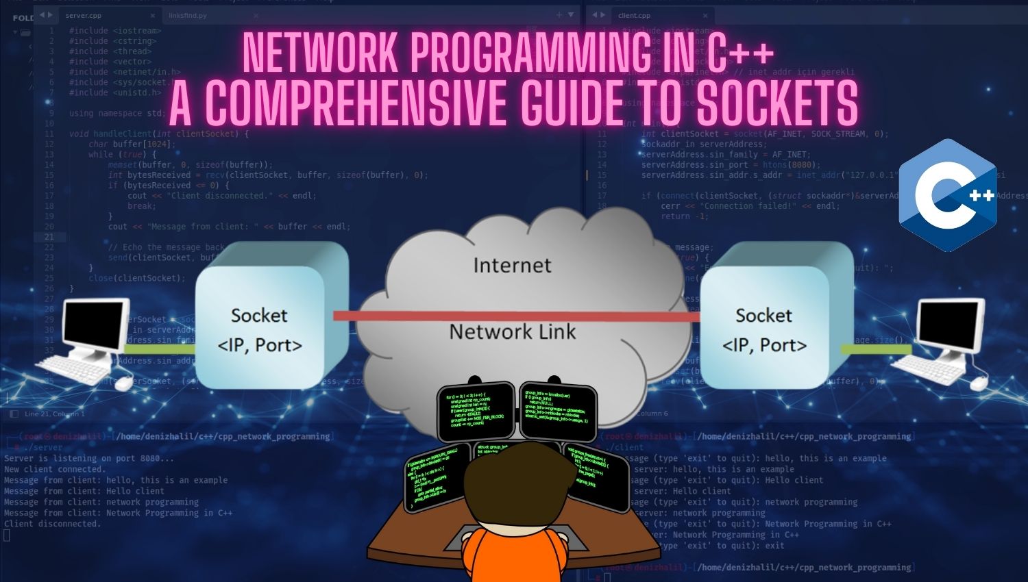 denizhalilT's tweet card. Discover the power of C++ for network programming. Learn how to create robust and efficient applications that can communicate over various networks.