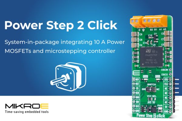 TimestechBuzz's tweet card. Power Step 2 Click  is a compact add-on board for precise motion control applications. A new member of the 1800-strong mikroBUS -enabled Click board family from MIKROE, the embedded solutions company...