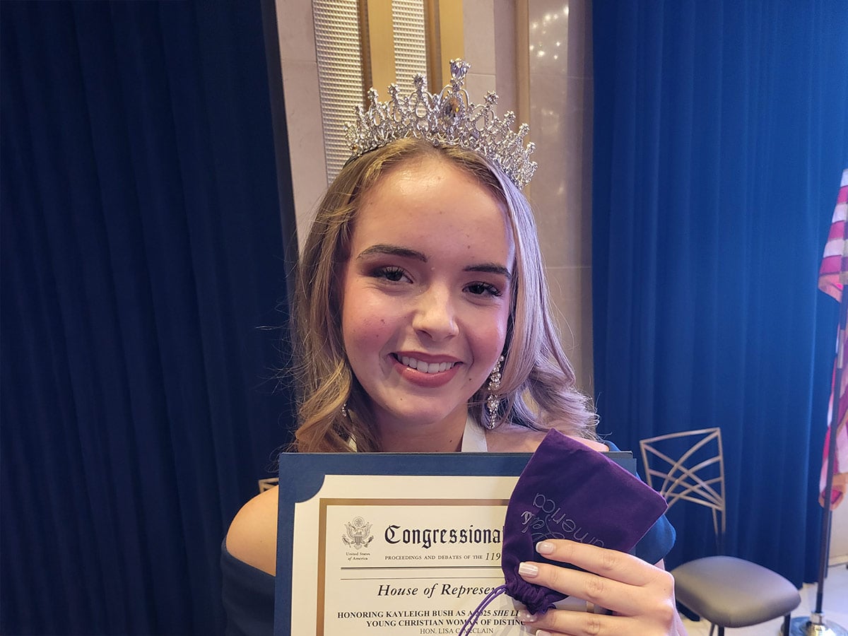 CSLewisDaily's tweet card. Christian beauty queen Kayleigh Bush lost her Miss North Florida crown for standing by biblical truth—but her courage earned her honors.
