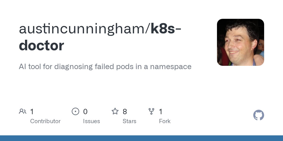 learnk8s's tweet card. AI tool for diagnosing failed pods in a namespace. Contribute to austincunningham/k8s-doctor development by creating an account on GitHub.