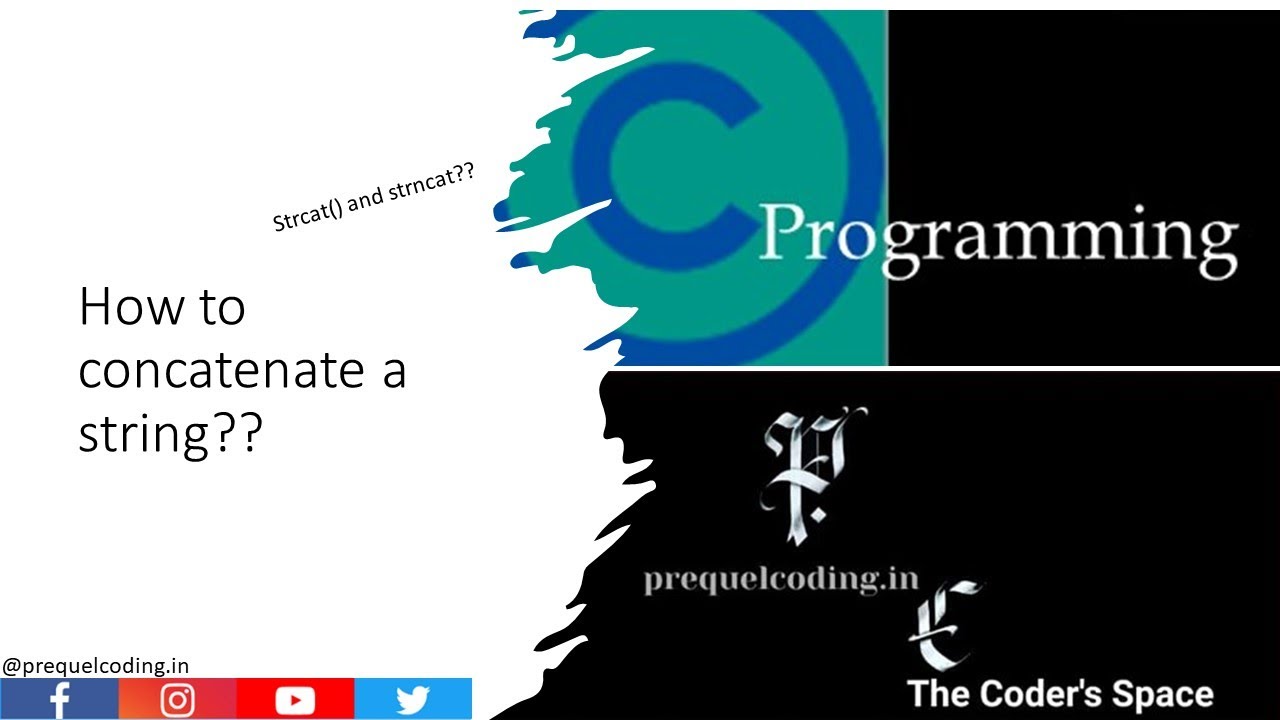 CoderPrequel's tweet card. PrequelCoding|Sequel |How to Concatenate A String in C Programming...