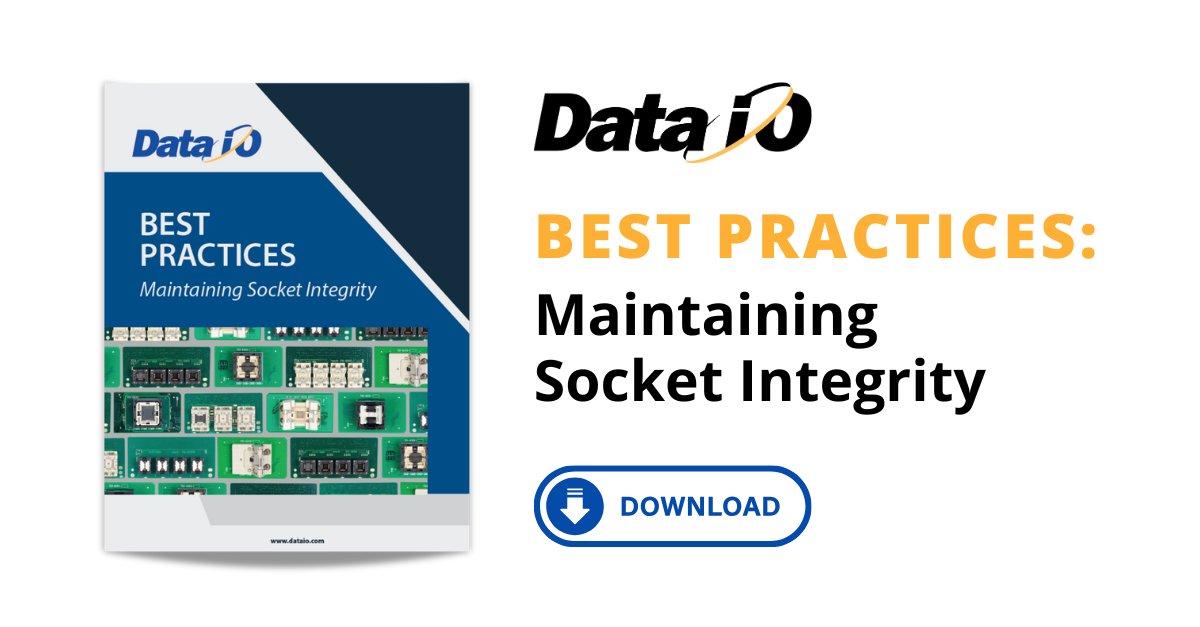 DataIO_Company's tweet card. Discover best practices to extend socket life, reduce failures, and improve programming yield. Download the free guide to optimize the maintenance process.