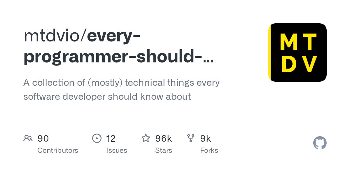 GitHubGPT's tweet card. A collection of (mostly) technical things every software developer should know about - mtdvio/every-programmer-should-know