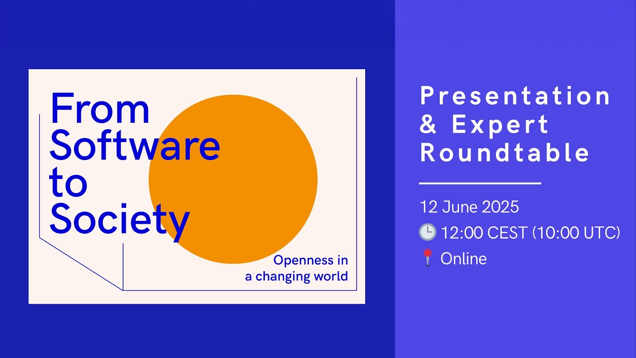 OKFN's tweet card. Presentation & Expert Roundtable: ‘From Software to Society —...