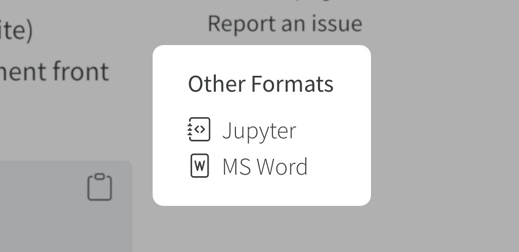 quarto_pub's tweet card. In Quarto 1.3, additional formats listed in HTML documents will automatically be linked in an “Other Formats” section near the top of the page.