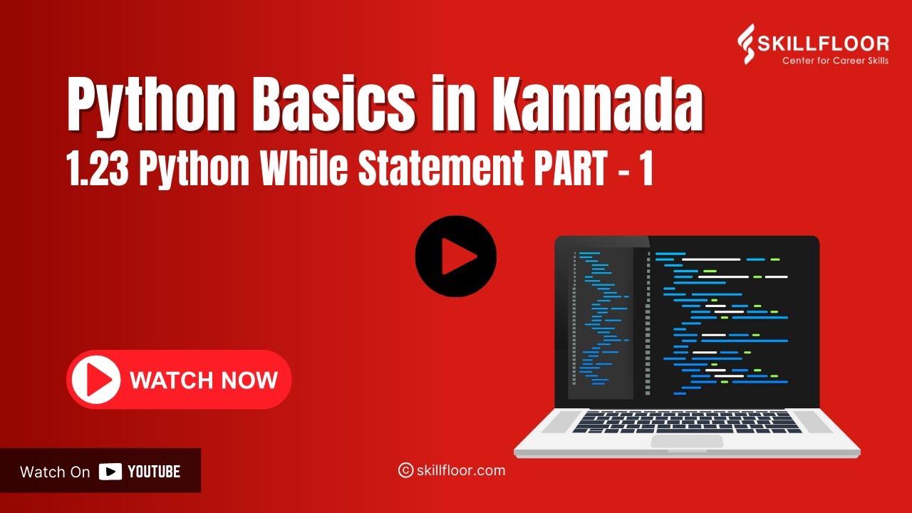 skillfloor's tweet card. Python While Statement Part - 1 | Python Courses in (ಕನ್ನಡ) Kannada |...