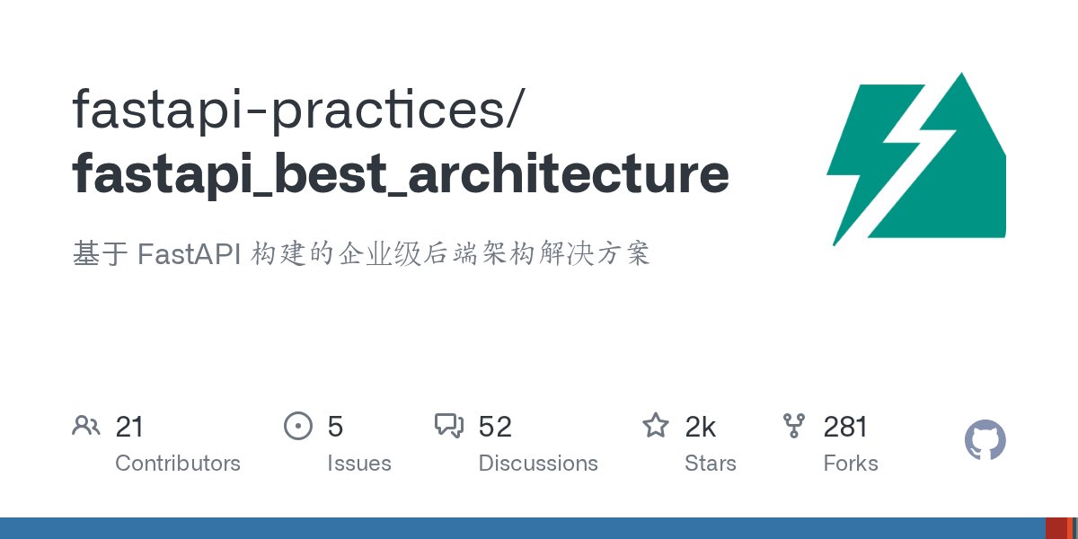 pythontrending's tweet card. 基于 FastAPI 构建的企业级后端架构解决方案. Contribute to fastapi-practices/fastapi_best_architecture development by creating an account on GitHub.