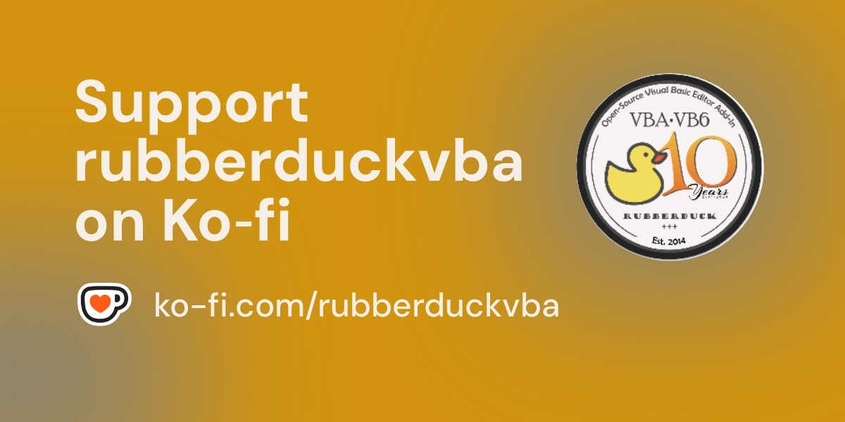 rubberduckvba's tweet card. Support rubberduckvba