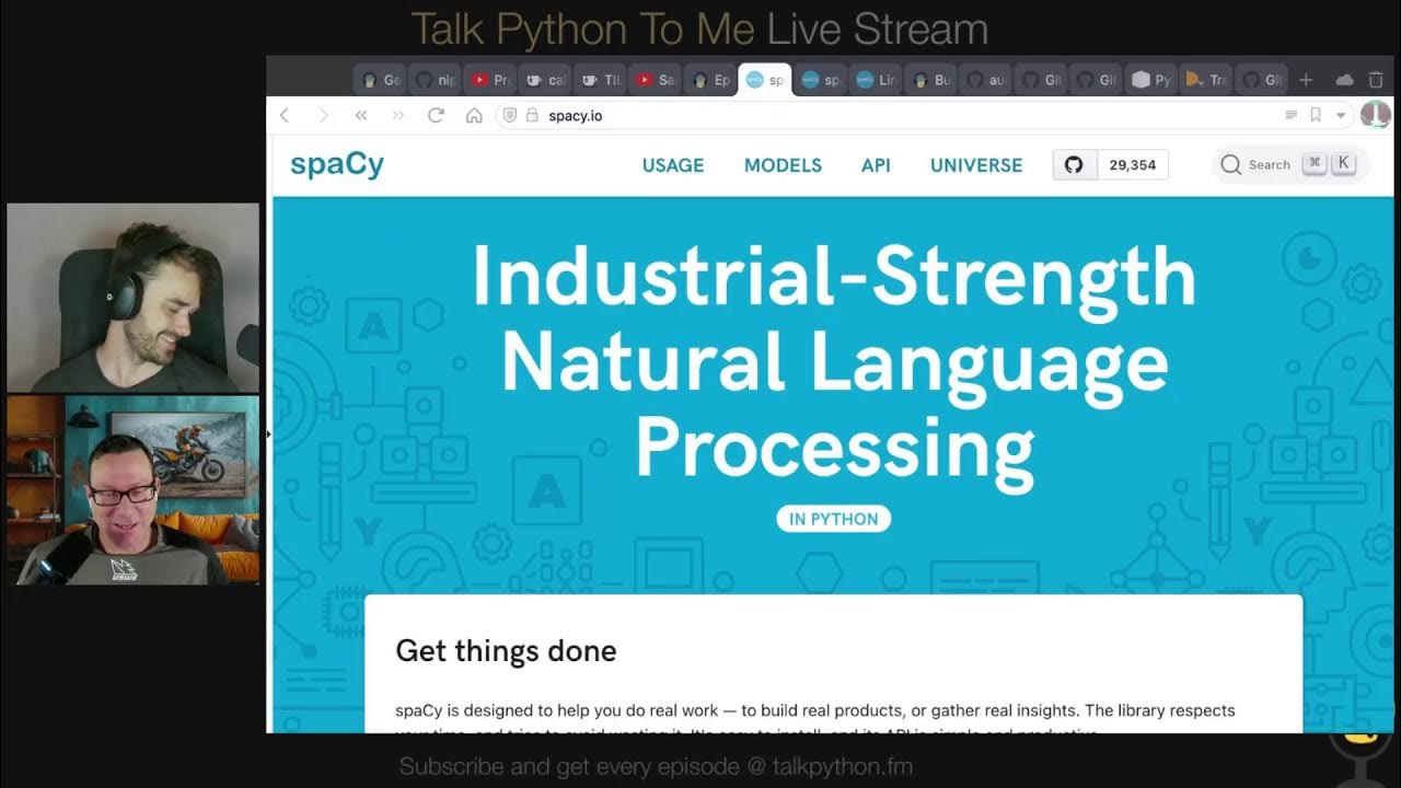 TalkPython's tweet card. Awesome Text Tricks with NLP and spaCy - Talk Python to Me Ep.477
