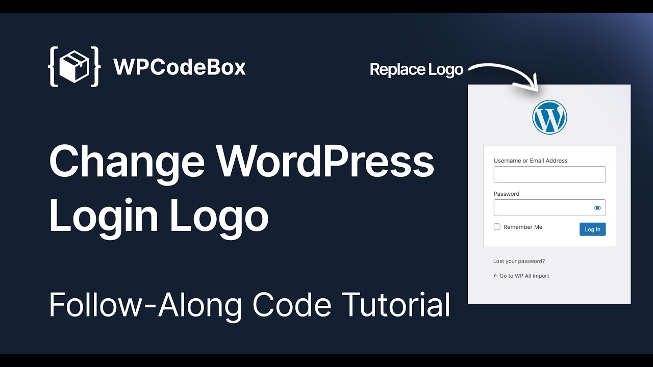 wpcodebox's tweet card. Change WordPress Login Logo: Replace the Default in Seconds (Step-b...