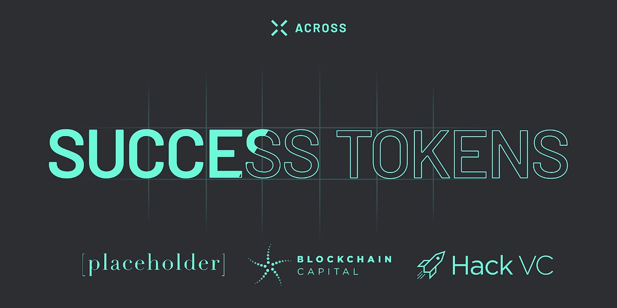 AcrossProtocol's tweet card. Hack VC, Placeholder, and Blockchain Capital have invested $10MM in Across Protocol at a $200MM valuation using a Success Tokens design.