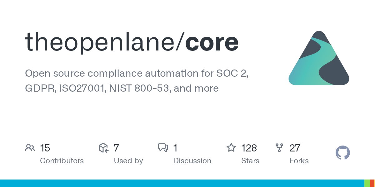 golangch's tweet card. Open source compliance automation for SOC 2, GDPR, ISO27001, NIST 800-53, and more - theopenlane/core