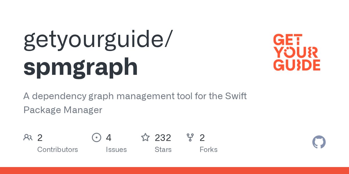 _marinofelipe's tweet card. A dependency graph management tool for the Swift Package Manager - GitHub - getyourguide/spmgraph: A dependency graph management tool for the Swift Package Manager