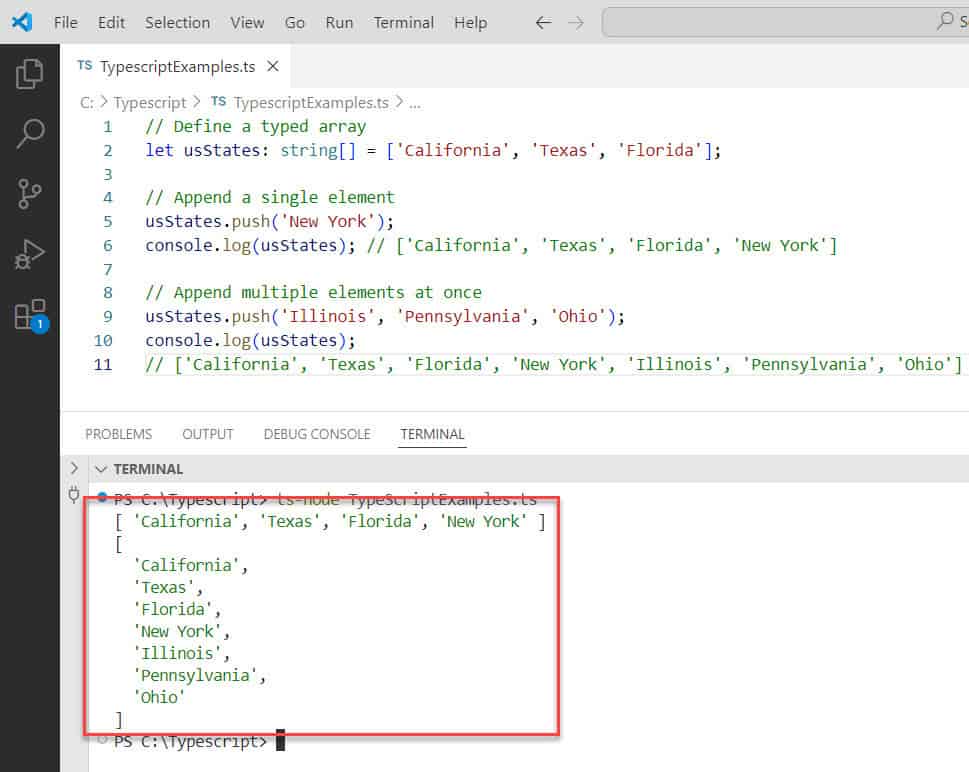 SPGuides's tweet card. Learn 5 efficient ways to append elements to arrays in TypeScript while maintaining type safety. Includes push(), spread operator, and with complex objects.
