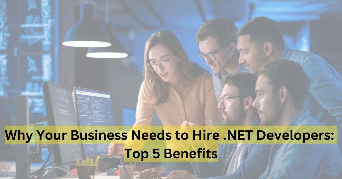 KrunalVyaas's tweet card. 5 key benefits of hiring .NET developers: enhanced performance, security, cost-effectiveness, versatility, and access to skilled talent.