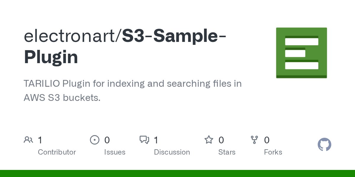 searchcloudone's tweet card. TARILIO Plugin for indexing and searching files in AWS S3 buckets. - electronart/S3-Sample-Plugin