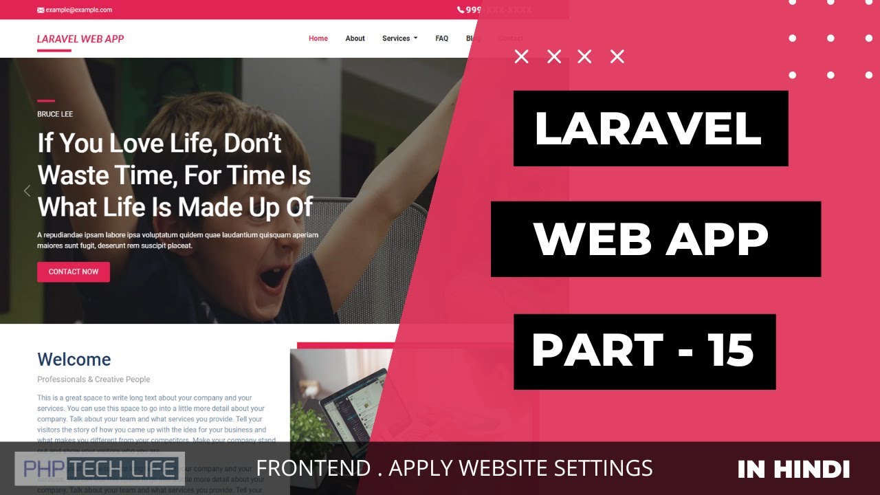 phptechlife's tweet card. Laravel 8 Web App in Hindi - Part 15 | Frontend | Apply Website...