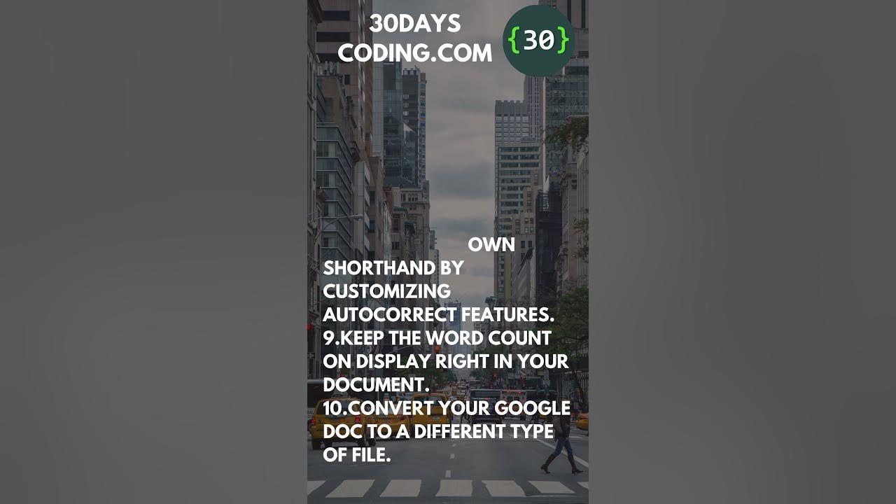 30dayscoding's tweet card. TOP 10 HACKS FOR USING GOOGLE DOCS | Youtube shorts #shorts #coding...