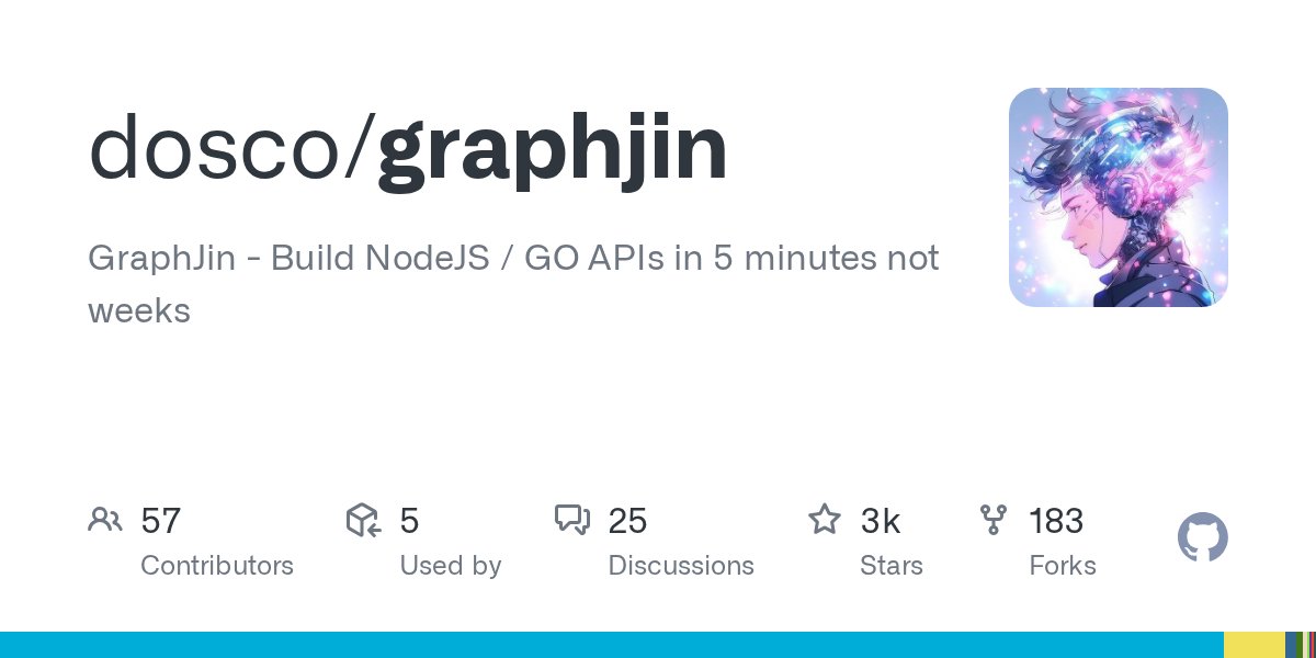 oss_go's tweet card. GraphJin - Build NodeJS / GO APIs in 5 minutes not weeks - dosco/graphjin