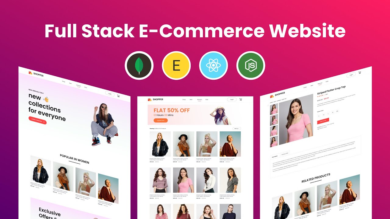 webdeveloperjs's tweet card. How To Create Full Stack E-Commerce Website Using React JS, MongoDB,...