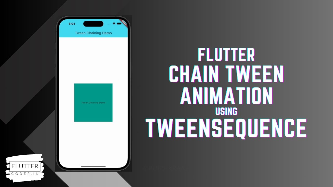 FlutterCoderIn's tweet card. FlutterCoder.in - Learn how to chain Tween instance for Animation...