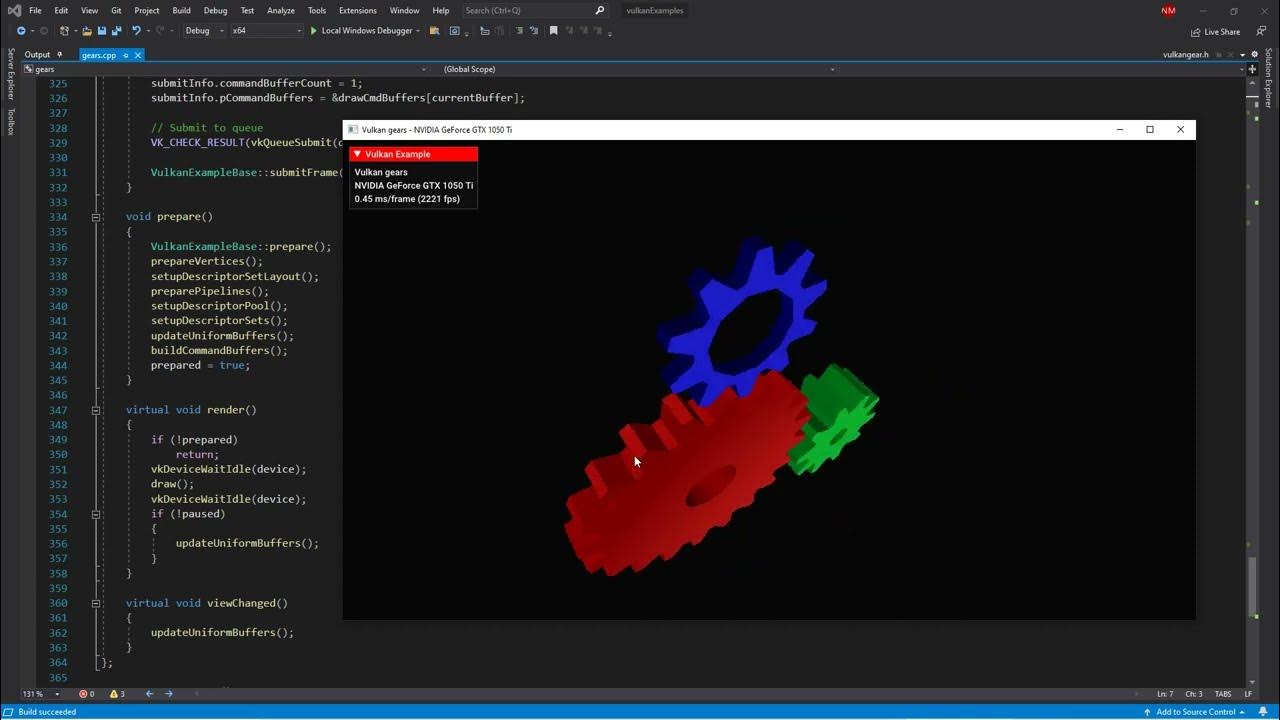 seamlessblend's tweet card. Vulkan API Discussion | gears.cpp 7 | buildCommandBuffers() | Cuda...