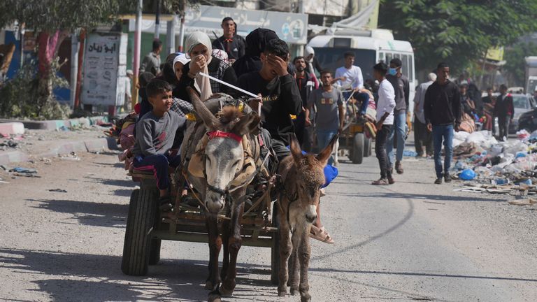 JimFergusonUK's tweet card. As families in cars, trucks and donkey carts packed with possessions head south, Israeli airstrikes continue in the besieged territory, with claims by Hamas that 70 people, mostly women and children,...