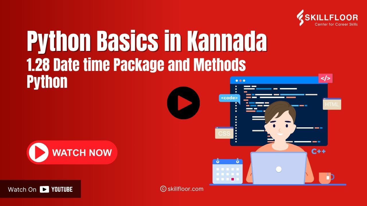 skillfloor's tweet card. Date time Package and Methods Python | Python Courses in Kannada...