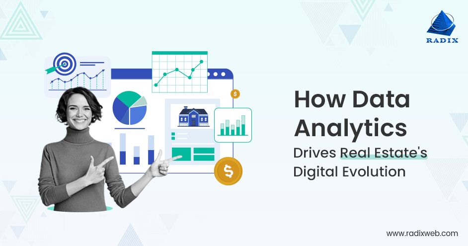 radixweb's tweet card. Explore how data analytics is transforming real estate with AI-driven insights, predictive trends and smarter investment decisions for maximum ROI.