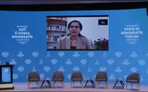 PYD_Rojava's tweet card. انطلقت اليوم في مدينة إسطنبول أعمال مؤتمر السلام والمجتمع الديمقراطي الدولي بمشاركة واسعة من شخصيات سياسية وأكاديمية وممثلي منظمات المجتمع