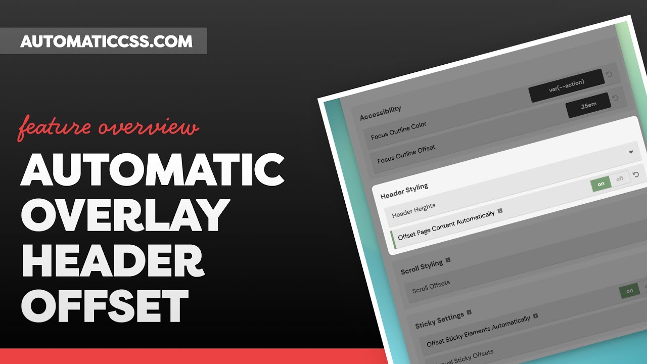 AutomaticCSS's tweet card. ACSS 2.3: Automatic Overlay Header Offset Features
