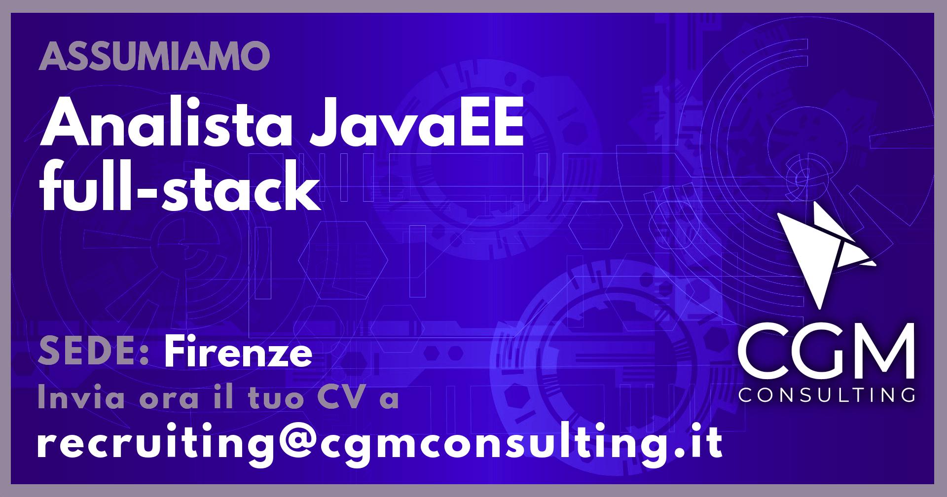 CGMConsulting's tweet card. CGM Consulting ricerca Analista JavaEE full-stack a Firenze.