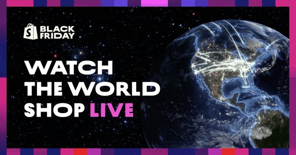 takshshahh's tweet card. Access real-time global shopping stats on Shopify this Black Friday Cyber Monday