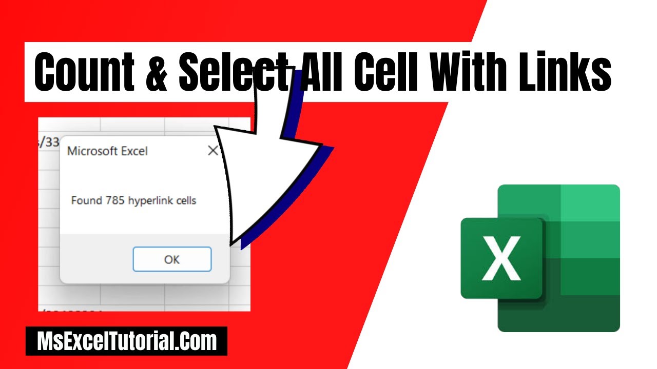 Excel10tutorial's tweet card. How to Count and Select All Cells with Hyperlinks in Excel
